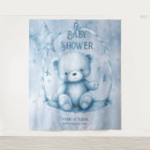 Blauwe teddybeer achtergrond wandkleed (Voorkant)