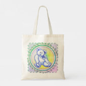 Blauwe teddybeer boodschappentas tote bag (Achterkant)