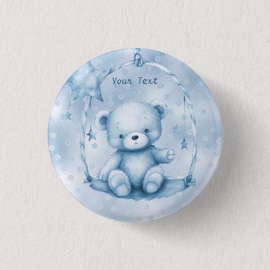 Blauwe Teddybeer Button (Voorkant)