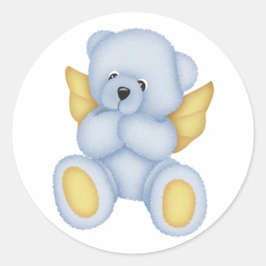 Blauwe Teddybeer engel Stickers (Voorkant)