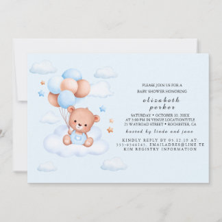 Blauwe Teddybeer Jongens Baby Borrel Kaart