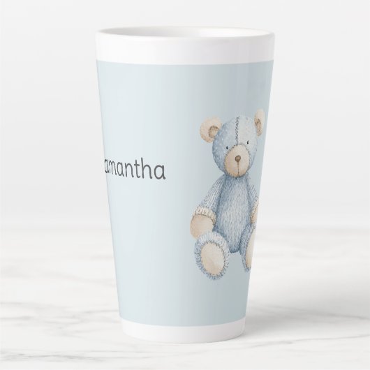 Blauwe Teddybeer Latte Mok (Voorkant)