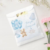 Blauwe teddybeer met ballonnen Dank je kaart Bedankzakje (Gezegeld)