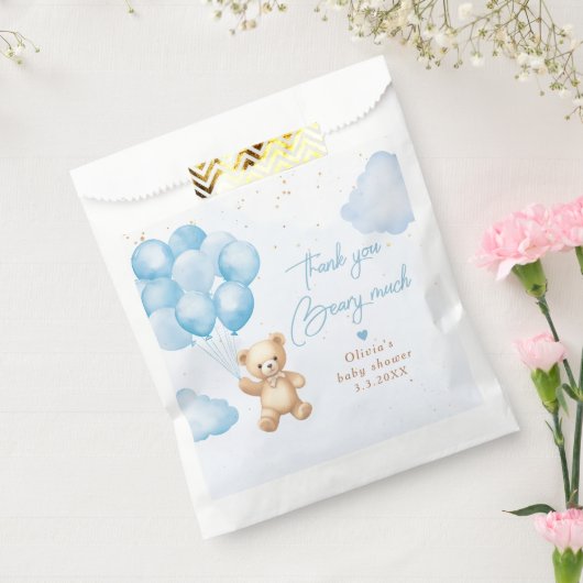 Blauwe teddybeer met ballonnen Dank je kaart Bedankzakje (Gezegeld)