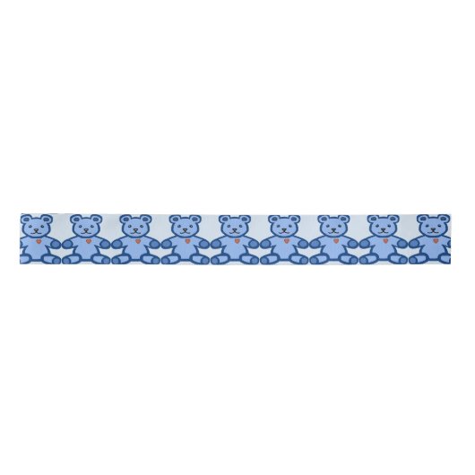 Blauwe teddybeer met hart lint (Voorkant)