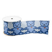 Blauwe teddybeer met hart lint (Spoel)