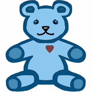 Blauwe teddybeer staand fotobeeldje 