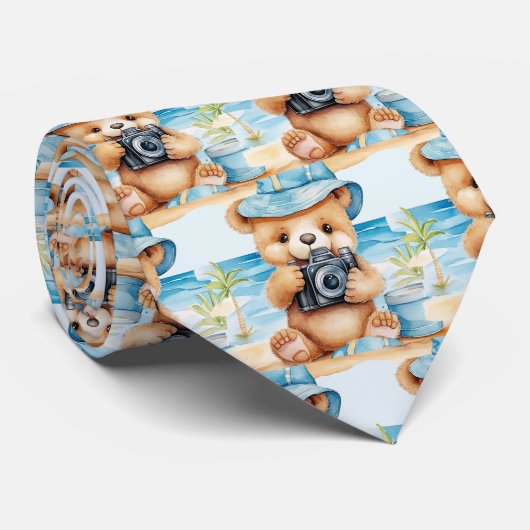 Blauwe teddybeer stropdas (Opgerold)