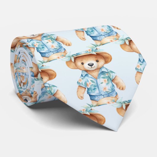 Blauwe teddybeer stropdas (Opgerold)