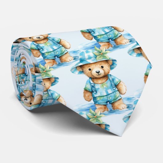 Blauwe teddybeer stropdas (Opgerold)