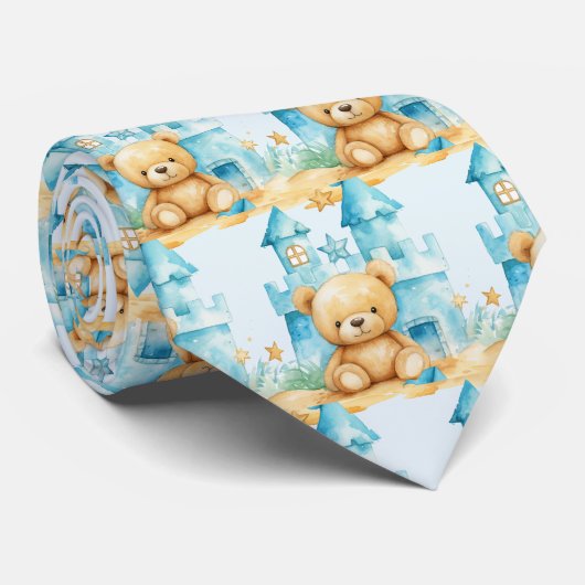 Blauwe teddybeer stropdas (Opgerold)