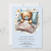 Blauwe teddybeer We kunnen bijna niet wachten Baby Kaart (Voorkant)