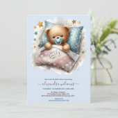 Blauwe teddybeer We kunnen bijna niet wachten Baby Kaart (Staand voorkant)