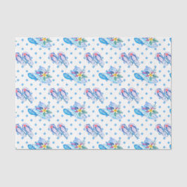 Blauwe Teenslippers en zon-pet Tissuepapier