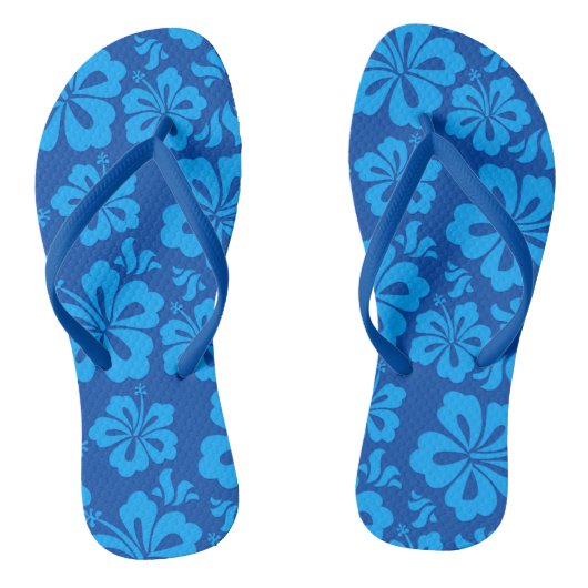 blauwe teenslippers van Hawaiiaanse bloemen (Voetbed)