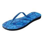blauwe teenslippers van Hawaiiaanse bloemen (Schuin)