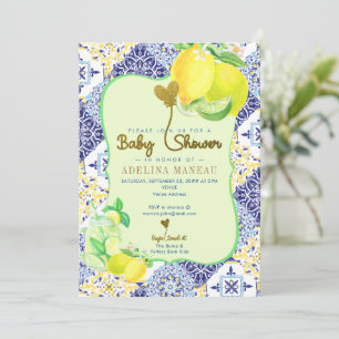 Blauwe Tegel Azulejo Lemon Italiaans Amalfi Baby s Kaart