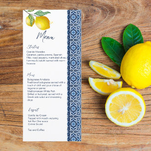 Blauwe tegel citroen Amalfi vrijgezellenfeest sjab Menu