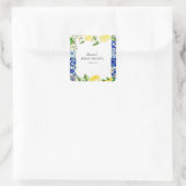 Blauwe tegel citroen Italiaanse bruidsdouche  Vierkante Sticker (Tas)