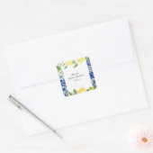 Blauwe tegel citroen Italiaanse bruidsdouche  Vierkante Sticker (Envelop)