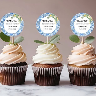 Blauwe tegel Citroen paar douche Ronde Sticker