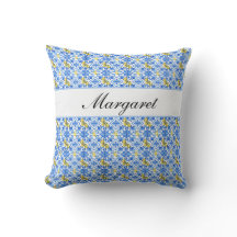 Blauwe tegel gele citroen waterverf monogram naam