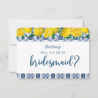 Blauwe Tegel Italiaan Lemon Bridesmaid proposal Ka Kaart