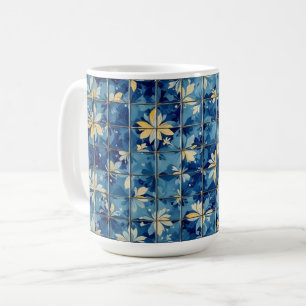 Blauwe tegel koffiemok