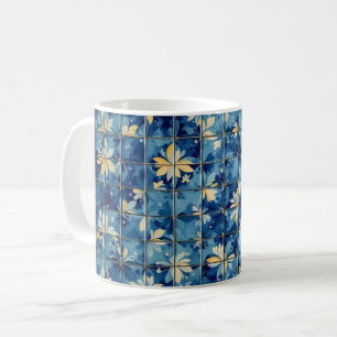Blauwe tegel koffiemok
