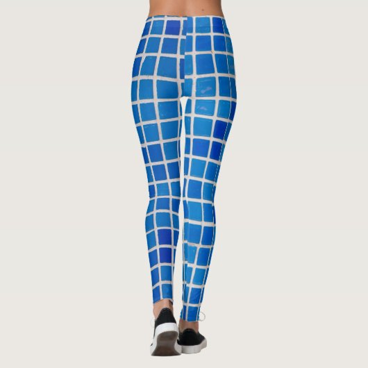 Blauwe tegel leggings (Achterkant)