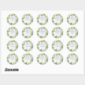 Blauwe Tegel Lemon Italiaans Bridal Luncheon Ronde Sticker (Vel)