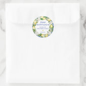 Blauwe Tegel Lemon Italiaans Bridal Luncheon Ronde Sticker (Tas)