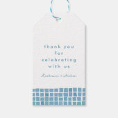 Blauwe tegel lijst Grieks bruiloft dank u gunst Cadeaulabel (Voorkant)