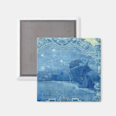 Blauwe tegel magneet (Voorkant / Achterkant)