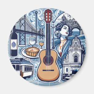 Blauwe tegel over Lissabon en de Portugese cultuur Magneet