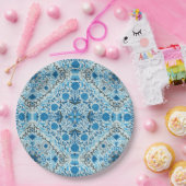 Blauwe tegel papieren bordje (Feest)