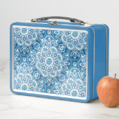 Blauwe tegel print lunchbox (In situ)