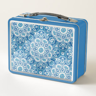 Blauwe tegel print lunchbox