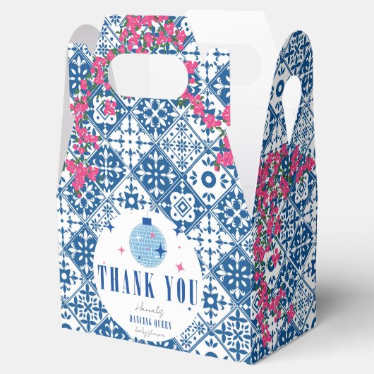 Blauwe Tegel Santorini Grieks/Spaans Baby shower Bedankdoosjes (Geopend)