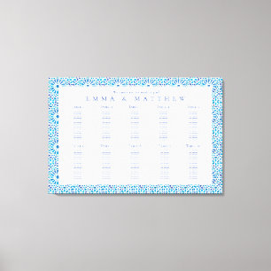 Blauwe Tegel Trouw Stoelenplattegrond Vind Je Plaa Canvas Afdruk