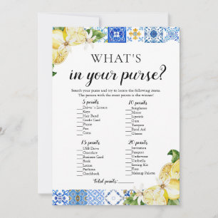 Blauwe Tegel Wat zit er in je tas Vrijgezellenfees Kaart