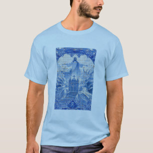 Blauwe tegelmozaïek van Jezus, Portugal T-shirt
