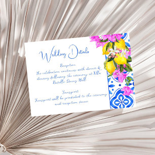 Blauwe Tegels Bougainvillea citroenen elegante tro Informatiekaartje