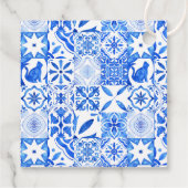 Blauwe Tegels Bougainvillea elegante bruiloft Bedankjes Labels (Achterkant)