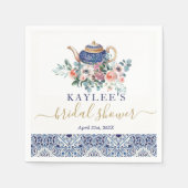 Blauwe tegels Bruidsdouche thee decor Servet (Voorkant)