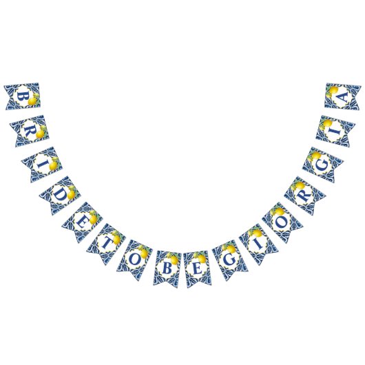 Blauwe tegels citroenen Amalfi brude om vrijgezell Vlaggetjes (Alle)