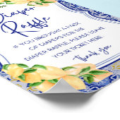 Blauwe Tegels Citrus Baby shower Teken Poster (Hoek)