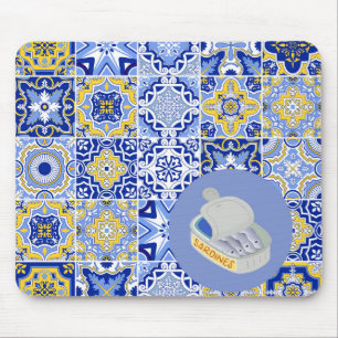 Blauwe Tegels en Sardines Muismat