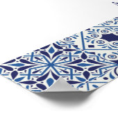 Blauwe tegels florale teapot Bridal Showerwelwelko Poster (Hoek)