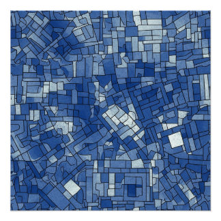 Blauwe Tegels Halfglans Perfect Poster